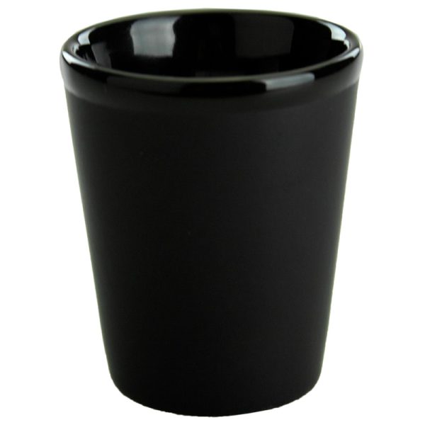 1.5 oz ceramic shot glass - Black Matte Satin Exterior w/ Colored Glossy Interior and Gloss Black Rim - Image 3