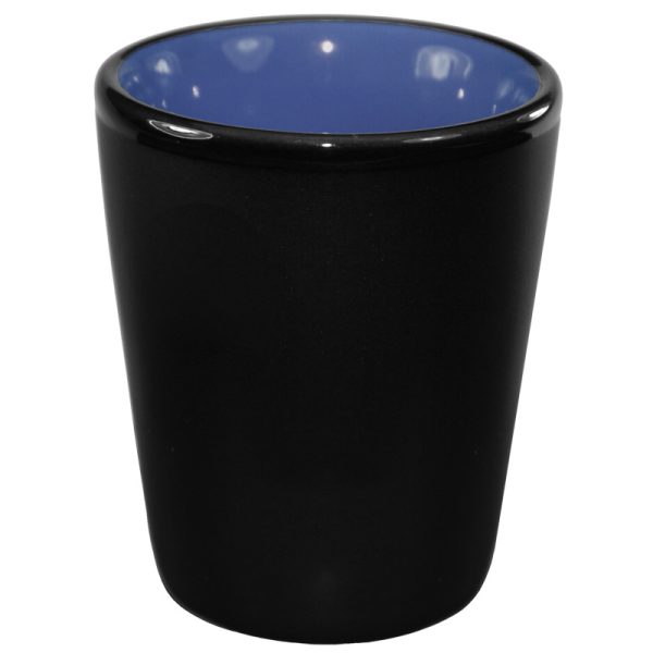 1.5 oz ceramic shot glass - Black Matte Satin Exterior w/ Colored Glossy Interior and Gloss Black Rim - Image 4