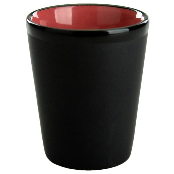 1.5 oz ceramic shot glass - Black Matte Satin Exterior w/ Colored Glossy Interior and Gloss Black Rim - Image 5