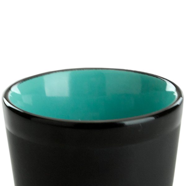 1.5 oz ceramic shot glass - Black Matte Satin Exterior w/ Colored Glossy Interior and Gloss Black Rim - Image 6