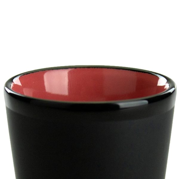 1.5 oz ceramic shot glass - Black Matte Satin Exterior w/ Colored Glossy Interior and Gloss Black Rim - Image 9