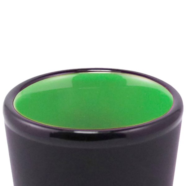 1.5 oz ceramic shot glass - Black Matte Satin Exterior w/ Colored Glossy Interior and Gloss Black Rim - Image 10