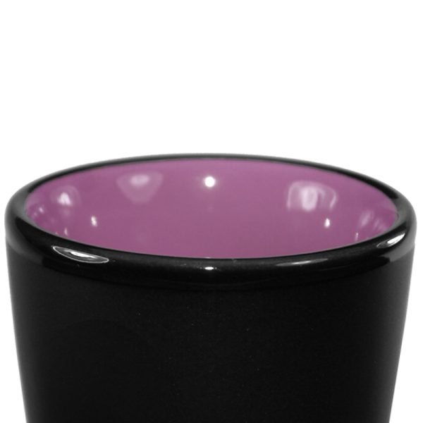 1.5 oz ceramic shot glass - Black Matte Satin Exterior w/ Colored Glossy Interior and Gloss Black Rim - Image 11