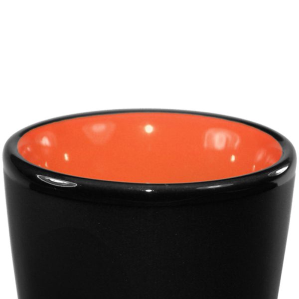 1.5 oz ceramic shot glass - Black Matte Satin Exterior w/ Colored Glossy Interior and Gloss Black Rim - Image 12