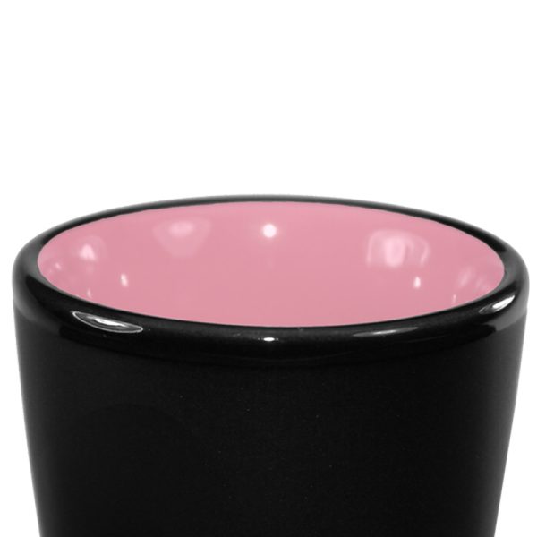 1.5 oz ceramic shot glass - Black Matte Satin Exterior w/ Colored Glossy Interior and Gloss Black Rim - Image 13