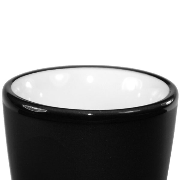 1.5 oz ceramic shot glass - Black Matte Satin Exterior w/ Colored Glossy Interior and Gloss Black Rim - Image 15