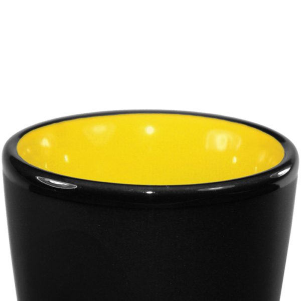 1.5 oz ceramic shot glass - Black Matte Satin Exterior w/ Colored Glossy Interior and Gloss Black Rim - Image 16