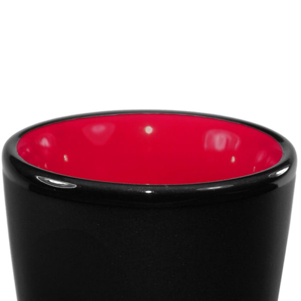 1.5 oz ceramic shot glass - Black Matte Satin Exterior w/ Colored Glossy Interior and Gloss Black Rim - Image 14