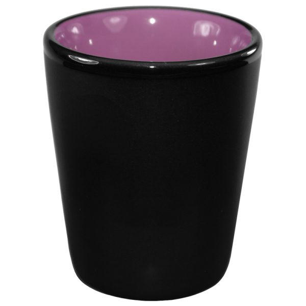 1.5 oz ceramic shot glass - Black Matte Satin Exterior w/ Colored Glossy Interior and Gloss Black Rim - Image 18