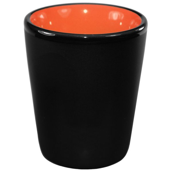 1.5 oz ceramic shot glass - Black Matte Satin Exterior w/ Colored Glossy Interior and Gloss Black Rim - Image 19