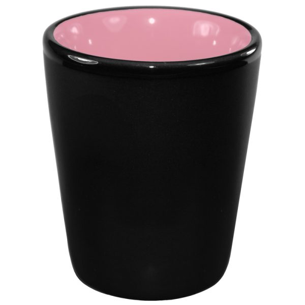 1.5 oz ceramic shot glass - Black Matte Satin Exterior w/ Colored Glossy Interior and Gloss Black Rim - Image 20