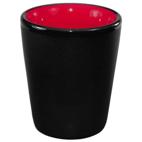 1.5 oz ceramic shot glass - Black Matte Satin Exterior w/ Colored Glossy Interior and Gloss Black Rim - Image 21