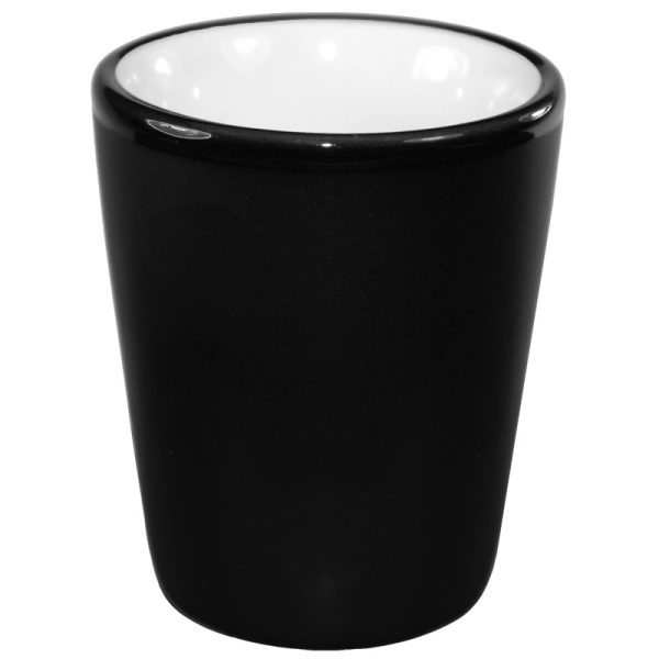 1.5 oz ceramic shot glass - Black Matte Satin Exterior w/ Colored Glossy Interior and Gloss Black Rim - Image 22