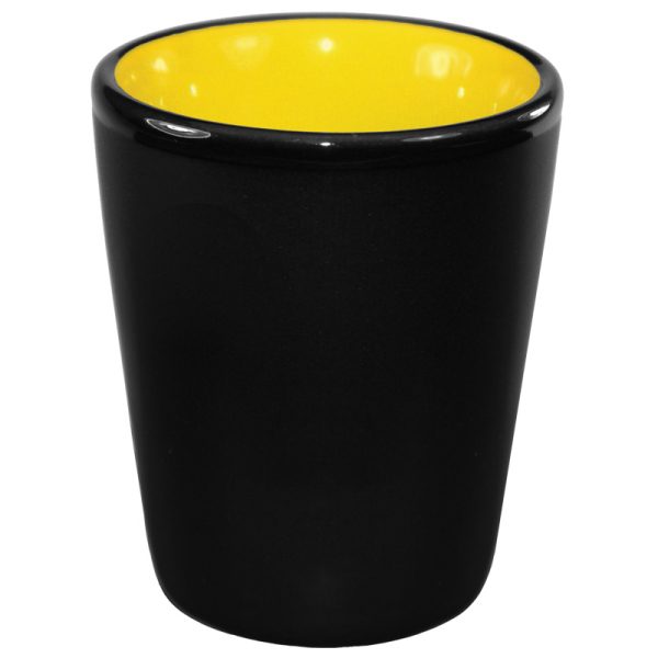 1.5 oz ceramic shot glass - Black Matte Satin Exterior w/ Colored Glossy Interior and Gloss Black Rim - Image 23