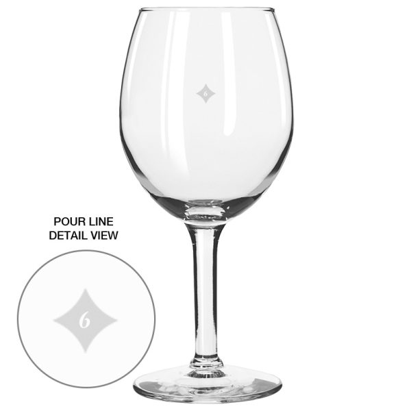 11 oz Libbey citation white wine glass. Pre-Decorated with a 6 oz pour mark - MADE IN USA