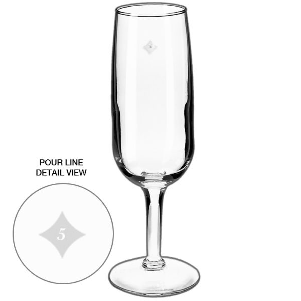 6.25 oz Libbey citation champagne flute. Pre-Decorated with a 5 oz pour mark - MADE IN USA