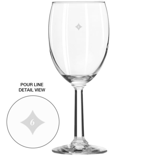 10 oz Libbey napa country wine glass. Pre-Decorated with a 6 oz pour mark - MADE IN USA